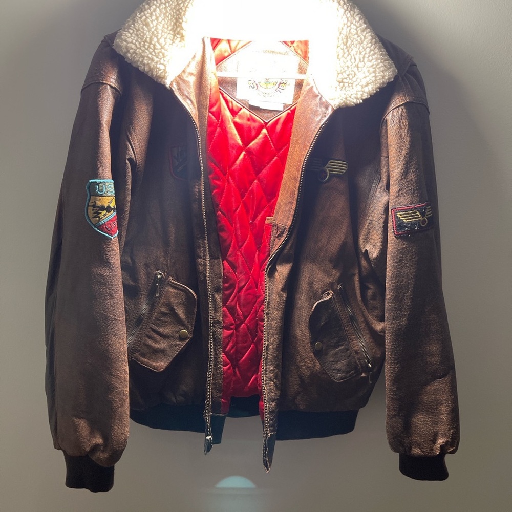 Vintage Pilot Coat Climate Control 100% Genuine Leather Size Medium